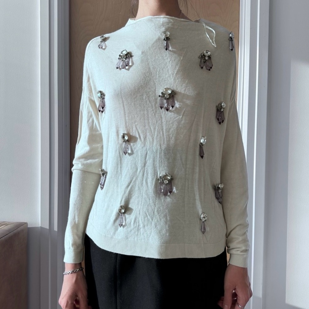 Pinko cashmere barely worn sweater with crystals all in perfect condition .